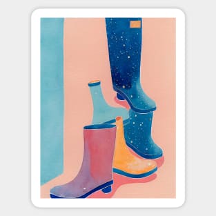 Idle Wellies Watercolor Painting Design Sticker